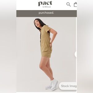 Pact Olive Green Short-Sleeve Utility Romper